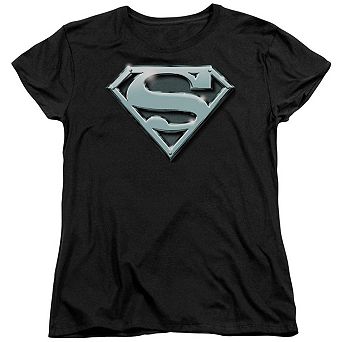 Superman Chrome Shield Short Sleeve Womens T-shirt