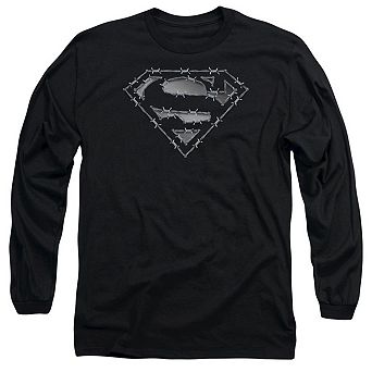 Superman Barbed Wire Long Sleeve Adult T-shirt