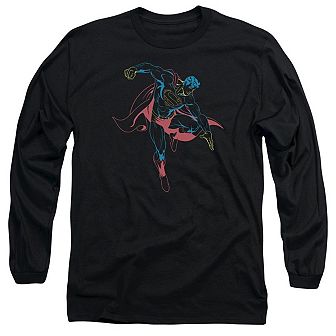 Superman Neon Superman Long Sleeve Adult T-shirt