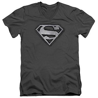 Superman Duct Tape Shield Short Sleeve Adult V Neck T-shirt