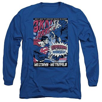 Superman Meltdown Long Sleeve Adult T-shirt