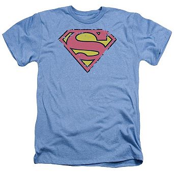 Superman Distressed Shield Adult Heather T-shirt