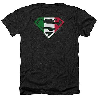 Superman Italian Shield Adult Heather T-shirt