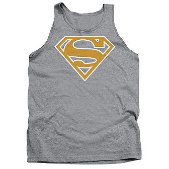Superman Lt Orange & White Shield Adult Tank Top