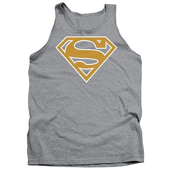 Superman Lt Orange & White Shield Adult Tank Top