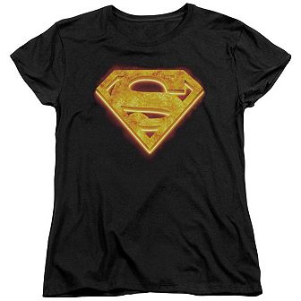 Superman Hot Steel Shield Short Sleeve Womens T-shirt