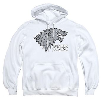 Game Of Thrones Stark Winter Is Coming On White Adult Pull Over Hoodie