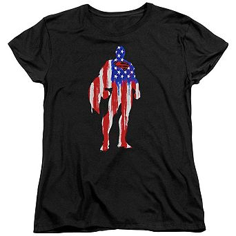 Superman Flag Silhouette Short Sleeve Women´s T-Shirt