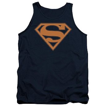 Superman Navy & Orange Shield Adult Tank Top