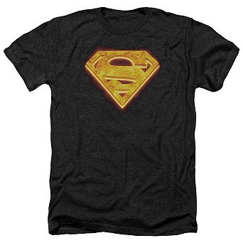 Superman Hot Steel Shield Adult Heather T-shirt