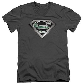 Superman Circuitry Logo Short Sleeve Adult V Neck T-shirt