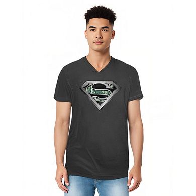 Superman Circuitry Logo Short Sleeve Adult V Neck T-shirt