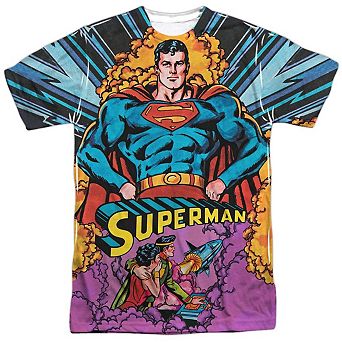 Superman Blast Off Short Sleeve Adult Poly Crew T-shirt