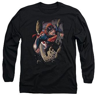 Superman Orbit Long Sleeve Adult T-shirt