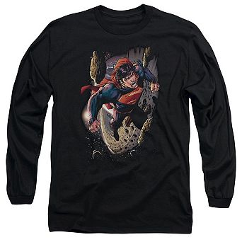 Superman Orbit Long Sleeve Adult T-shirt