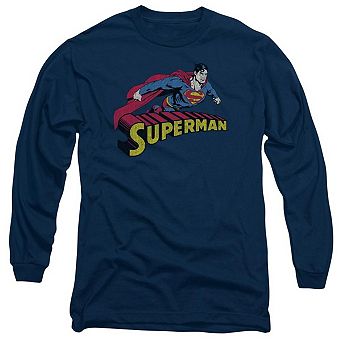 Superman Flying Over Long Sleeve Adult T-shirt