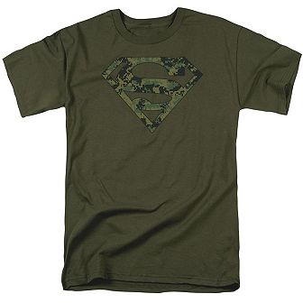 Superman Marine Camo Shield Short Sleeve Adult T-shirt