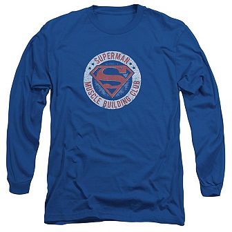 Superman Muscle Club Long Sleeve Adult T-shirt