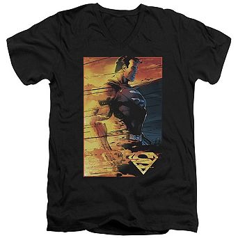 Superman Fireproof Short Sleeve Adult V Neck T-shirt