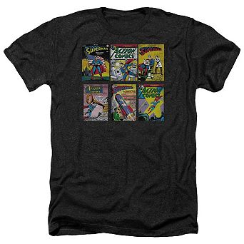 Superman Covers Adult Heather T-shirt