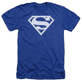 Superman Blue & White Shield Adult Heather T-shirt