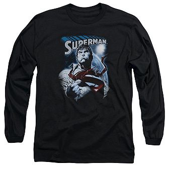 Superman Protect Earth Long Sleeve Adult T-shirt