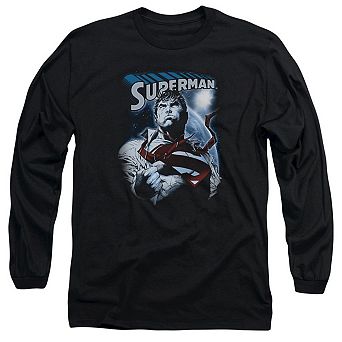 Superman Protect Earth Long Sleeve Adult T-shirt