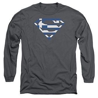 Superman Greek Shield Long Sleeve Adult T-shirt