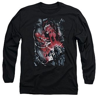 Superman Heat Blast Long Sleeve Adult T-shirt