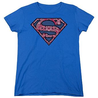 Superman Paisley Shield Short Sleeve Womens T-shirt
