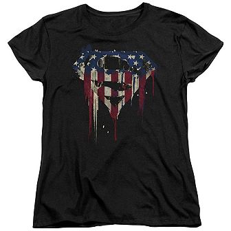 Superman Bleeding Shield Short Sleeve Womens T-shirt
