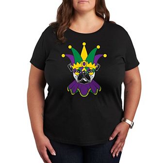 Plus Size Mardi Gras Pug Graphic Tee