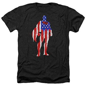 Superman Flag Silhouette Adult Heather T-shirt