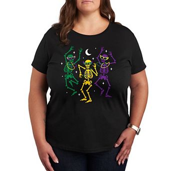 Plus Size Mardi Gras Skeletons Graphic Tee
