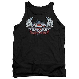 Superman Chrome Wings Shield Adult Tank Top