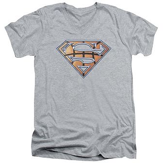 Superman Basketball Shield Short Sleeve Adult V Neck T-shirt