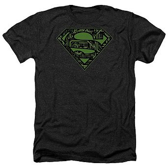 Superman Circuits Shield Adult Heather T-shirt
