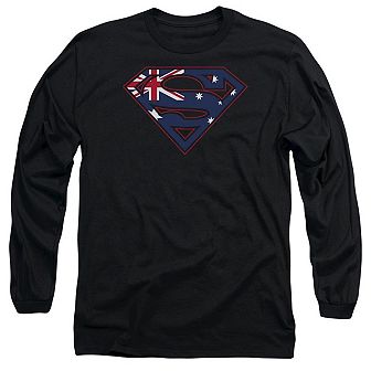 Superman Australian Shield Long Sleeve Adult T-shirt