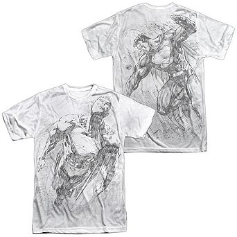 Superman Exploding Space Sketch Short Sleeve Adult Poly Crew T-shirt