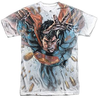 Superman Bullets In The Sky Short Sleeve Adult Poly Crew T-shirt