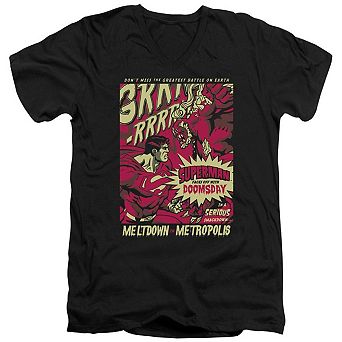 Superman Metropolis Meltdown Short Sleeve Adult V Neck T-shirt