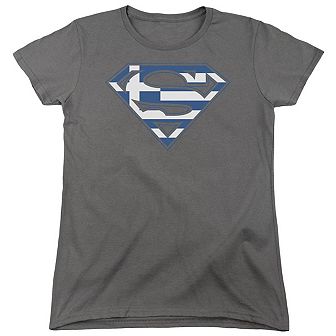 Superman Greek Shield Short Sleeve Womens T-shirt