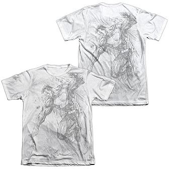Superman Pencil City To Space Adult 65/35 Poly/cotton Short Sleeve T-shirt