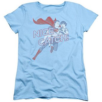 Superman Nice Catch Short Sleeve Womens T-shirt