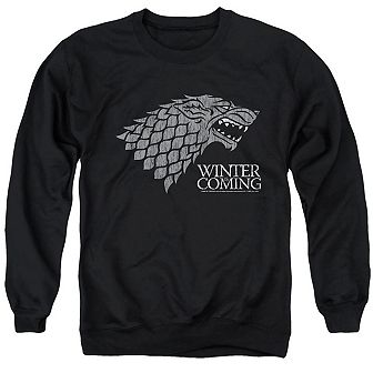 Game Of Thrones Stark Winter Is Coming On Black Adult Crewneck Sweatshirt