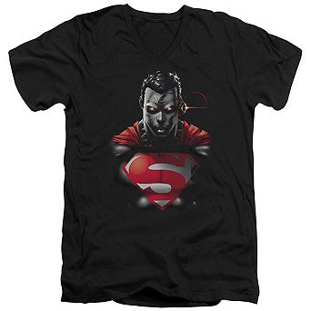 Superman Heat Vision Charged Short Sleeve Adult V Neck T-shirt