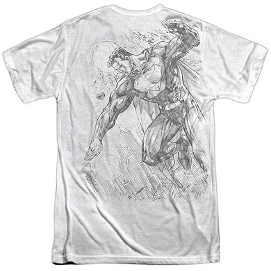 Superman Pencil City To Space Short Sleeve Adult 100% Poly Crew T-shirt