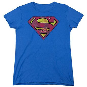 Superman Action Shield Short Sleeve Womens T-shirt