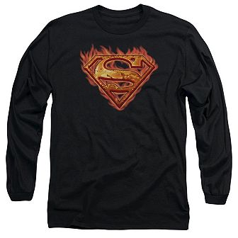 Superman Hot Metal Long Sleeve Adult T-shirt