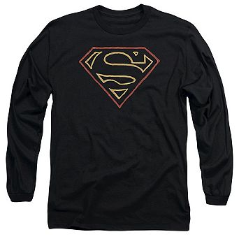 Superman Colored Shield Long Sleeve Adult T-shirt
